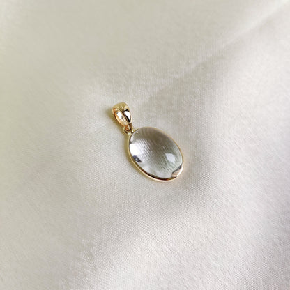 Natural Clear Quartz Pendant, 14K Gold Clear Quartz Pendant, Solid Gold Bezel Pendant, April Birthstone, Christmas Gift, Quartz Jewelry