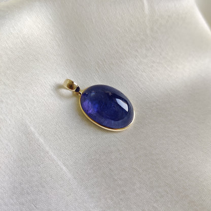 Natural Tanzanite Pendant, 14K Solid Yellow Gold Tanzanite Pendant, December Birthstone, Bezel Pendant, Oval Pendant, Christmas Gift