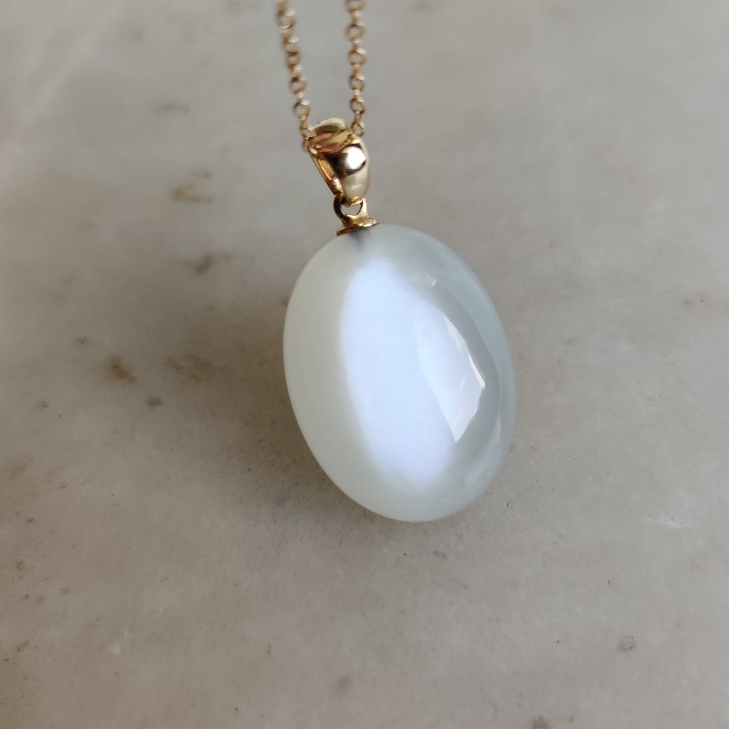 Natural White Moonstone Pendant, 14K Solid Yellow Gold Moonstone Pendant, June Birthstone Pendant, Christmas Gift, White Moonstone Jewelry