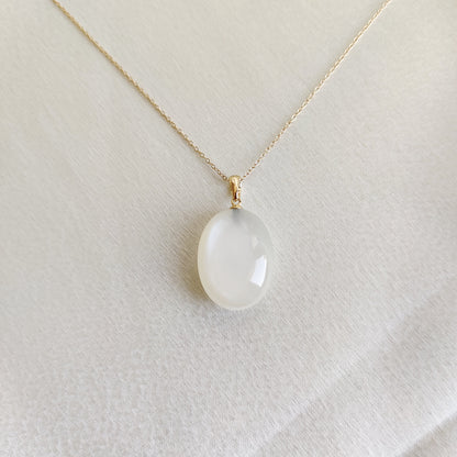 Natural White Moonstone Pendant, 14K Solid Yellow Gold Moonstone Pendant, June Birthstone Pendant, Christmas Gift, White Moonstone Jewelry