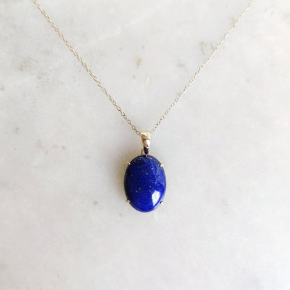 Natural Lapis Lazuli Pendant, 14K Solid Yellow Gold Lapis Lazuli Pendant, September Birthstone, Christmas Gift, Lapis Lazuli Jewelry