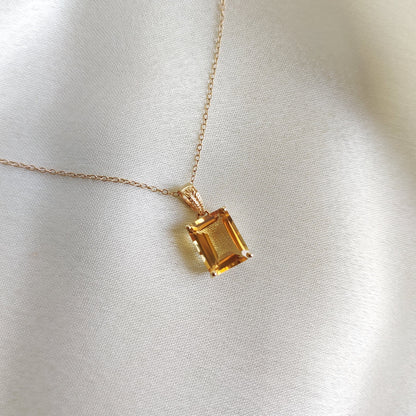 Natural Citrine Pendant, 14K Solid Gold Yellow Pendant, November Birthstone, Citrine Jewelry, Christmas Present, Dainty Birthstone Pendant