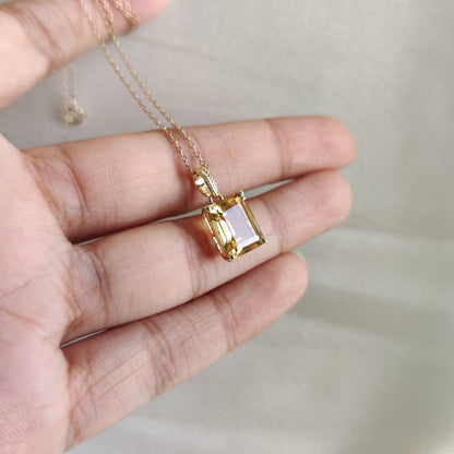 Natural Citrine Pendant, 14K Solid Gold Yellow Pendant, November Birthstone, Citrine Jewelry, Christmas Present, Dainty Birthstone Pendant