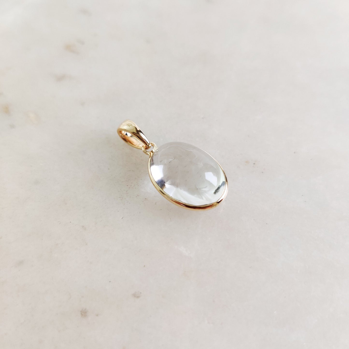 Natural Clear Quartz Pendant, 14K Gold Clear Quartz Pendant, Solid Gold Bezel Pendant, April Birthstone, Christmas Gift, Quartz Jewelry