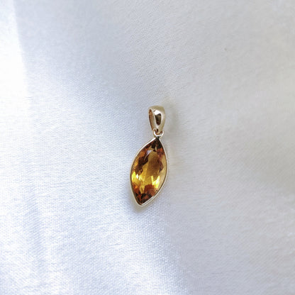 Natural Citrine Pendant, 14K Solid Gold Citrine Pendant, Solid Gold Pendant Necklace, November Birthstone, Christmas Gift, Citrine Jewelry