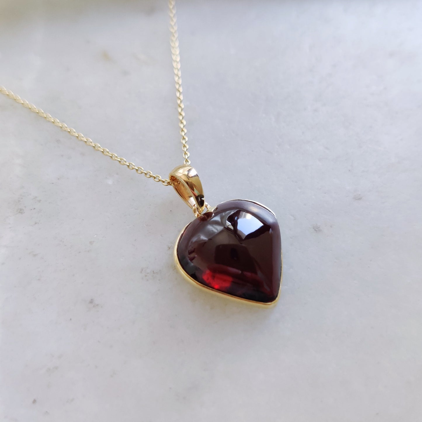 Natural Garnet Heart Pendant, 14K Solid Yellow Gold Pendant, Red Garnet Jewelry, January Birthstone Pendant, Christmas Present