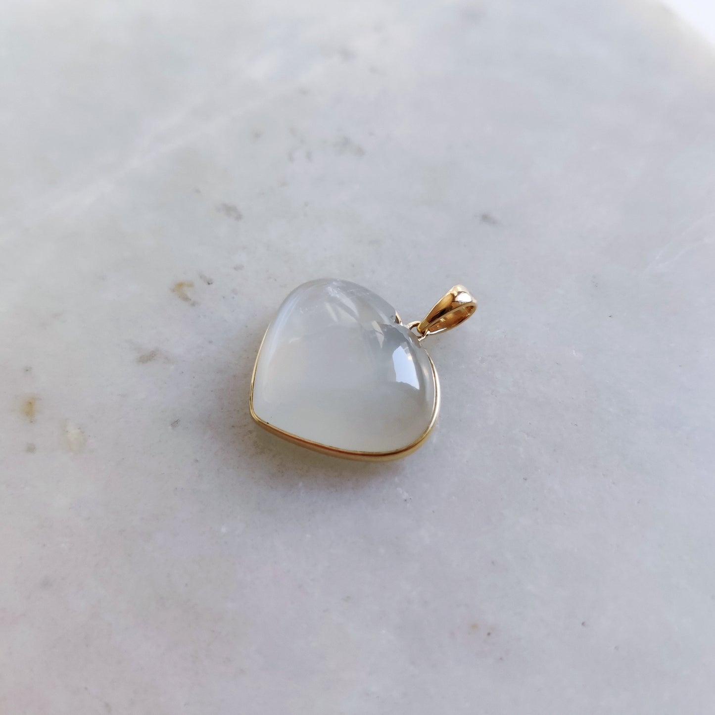 Natural White Moonstone Pendant, 14K Solid Yellow Gold Pendant, June Birthstone, Heart Pendant, Christmas Gift, White Moonstone Jewelry