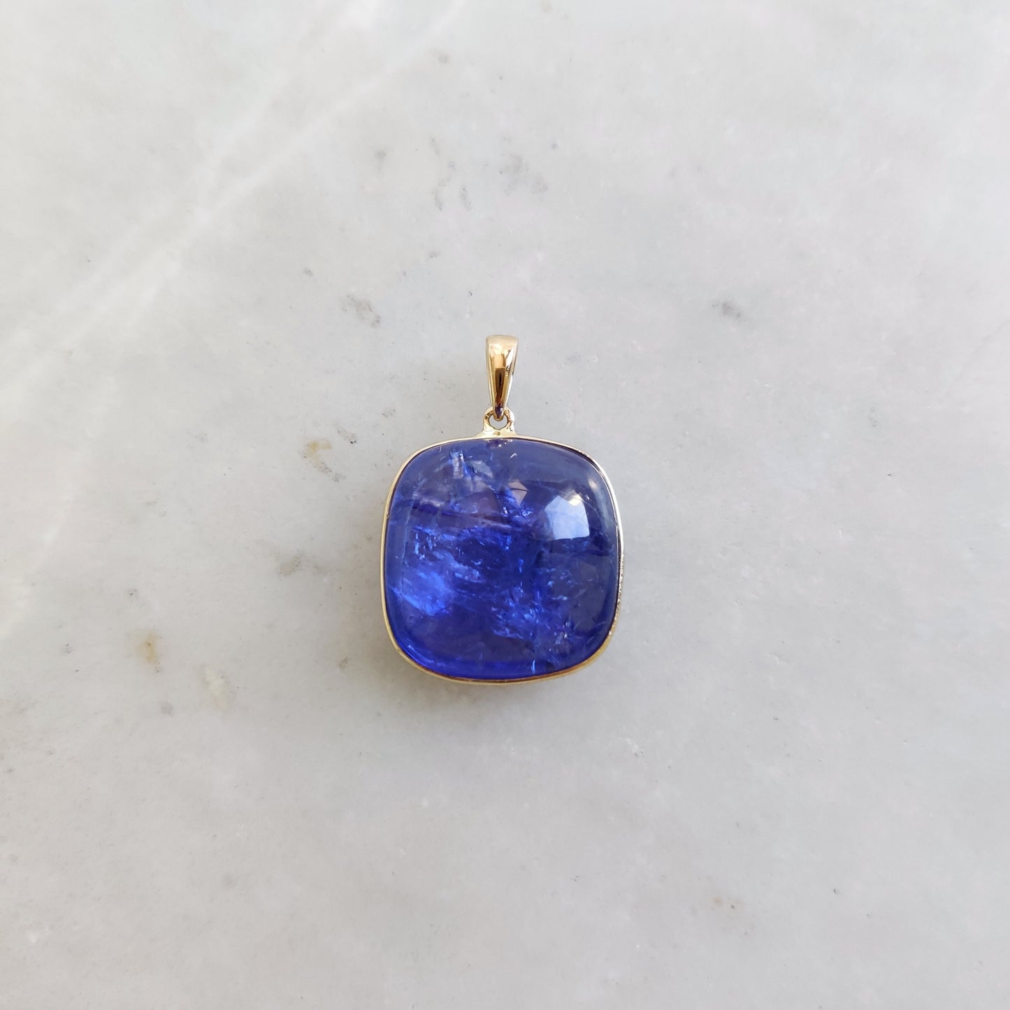 Natural Tanzanite Pendant, 14K Solid Yellow Gold Tanzanite Pendant, December Birthstone Pendant, Square Bezel Pendant, Christmas Present