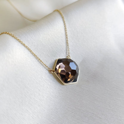 Natural Smoky Quartz Pendant, 14K Solid Gold Smoky Quartz Pendant, Solid Gold Pendant Necklace, June Birthstone, Birthday Gift, Gift For Her