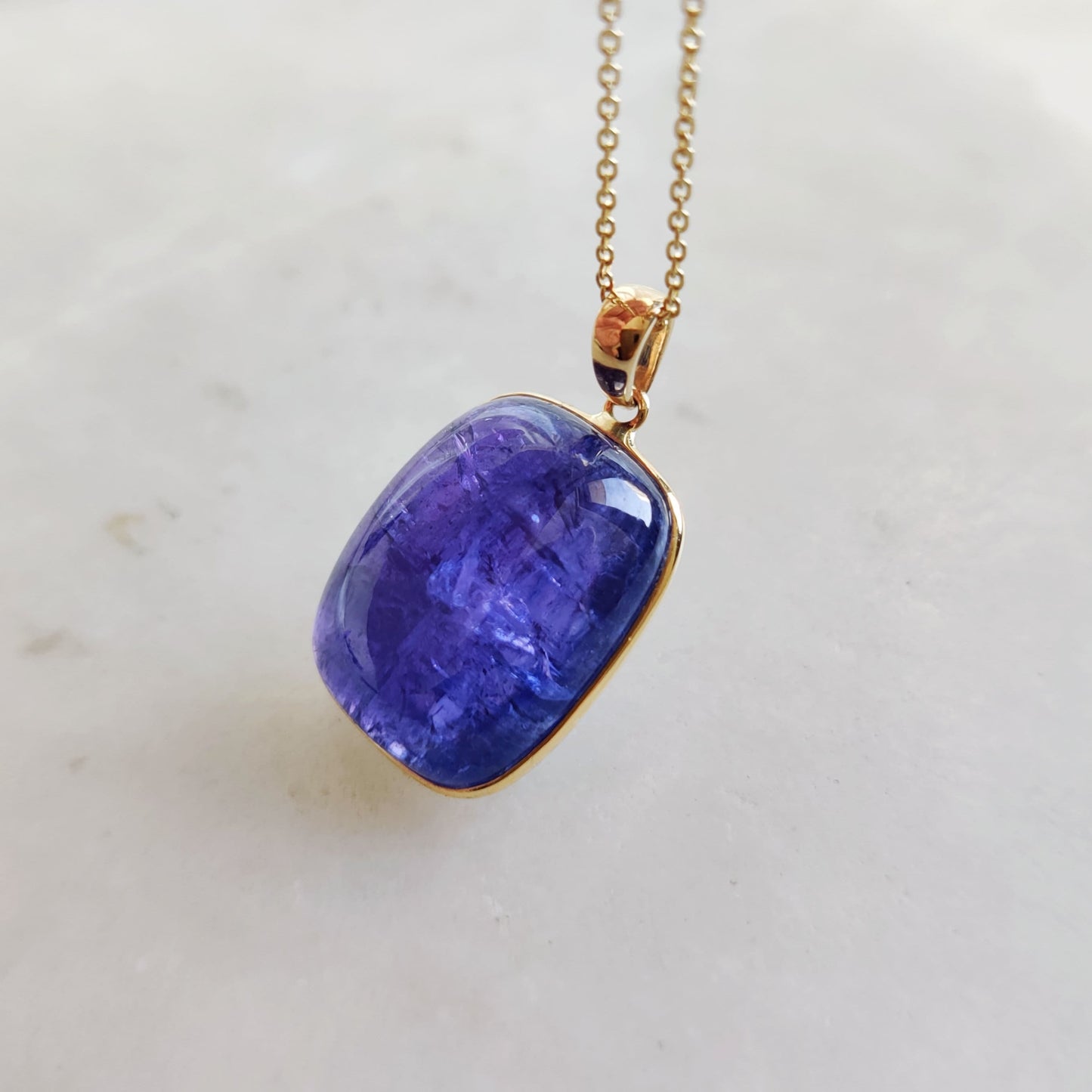 Natural Tanzanite Pendant, 14K Solid Yellow Gold Tanzanite Pendant, December Birthstone, Rectangle Bezel Pendant, Christmas Present