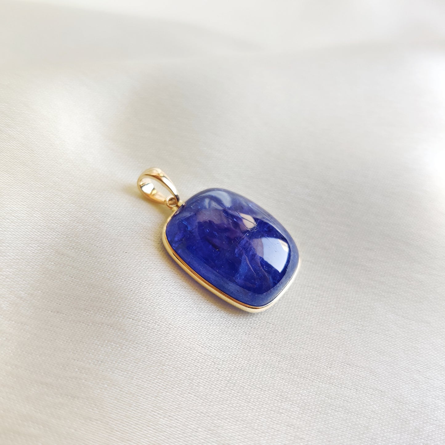 Natural Tanzanite Pendant, 14K Solid Yellow Gold Tanzanite Pendant, December Birthstone, Rectangle Bezel Pendant, Christmas Present