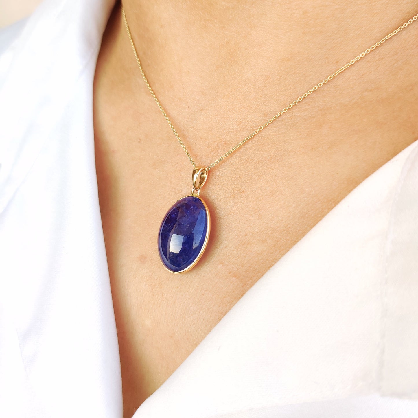 Natural Tanzanite Pendant, 14K Solid Yellow Gold Tanzanite Pendant, December Birthstone, Oval Bezel Pendant, Tanzanite Jewelry