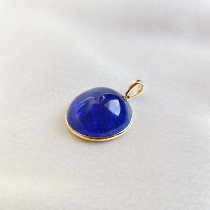 Natural Tanzanite Pendant, 14K Solid Yellow Gold Tanzanite Pendant, December Birthstone Pendant, Round Bezel Pendant, Christmas Present