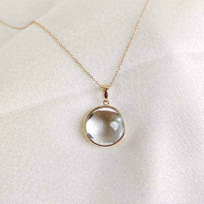 Natural Clear Quartz Pendant, 14K Gold Clear Quartz Pendant, Solid Gold Bezel Pendant, April Birthstone, Christmas Gift, Quartz Jewelry