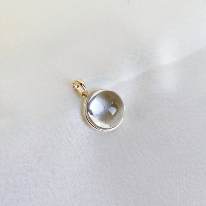 Natural Clear Quartz Pendant, 14K Gold Clear Quartz Pendant, Solid Gold Bezel Pendant, April Birthstone, Christmas Gift, Quartz Jewelry