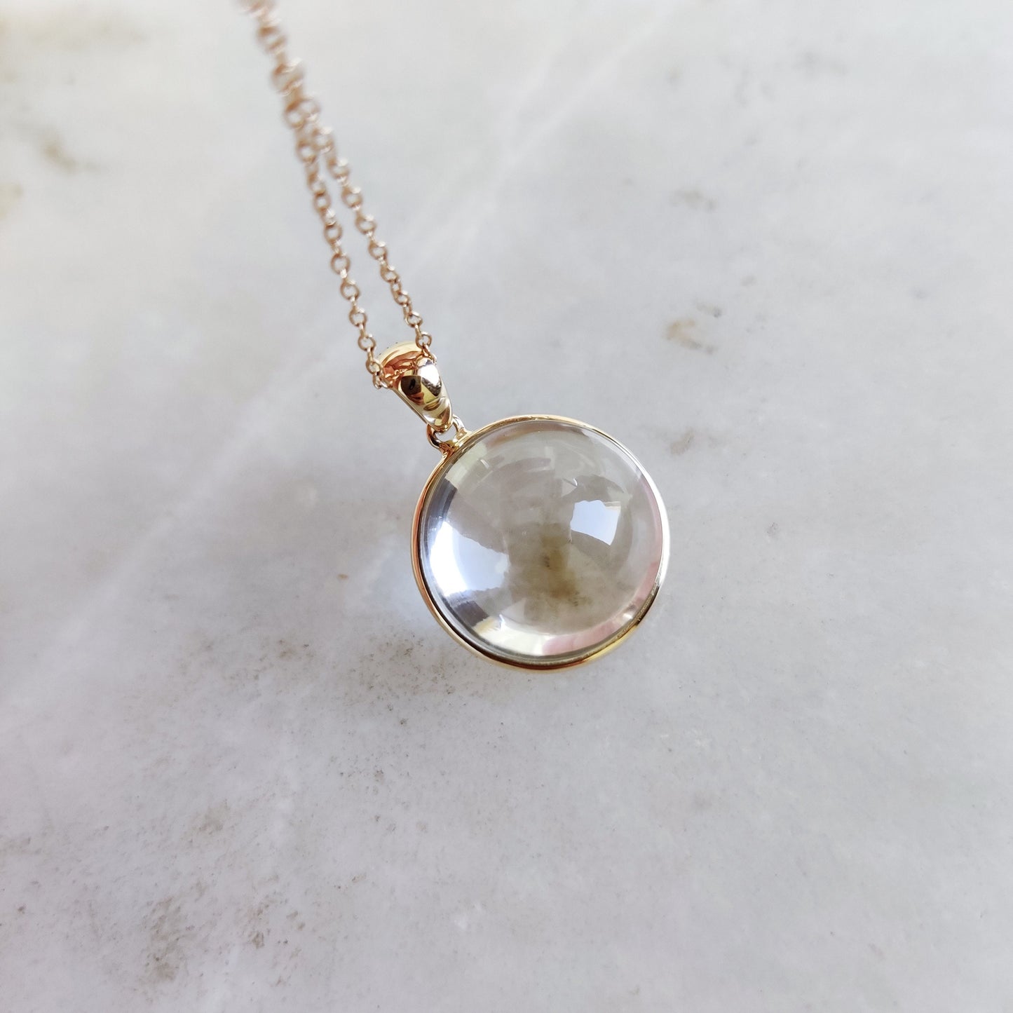 Natural Clear Quartz Pendant, 14K Gold Clear Quartz Pendant, Solid Gold Bezel Pendant, April Birthstone, Christmas Gift, Quartz Jewelry