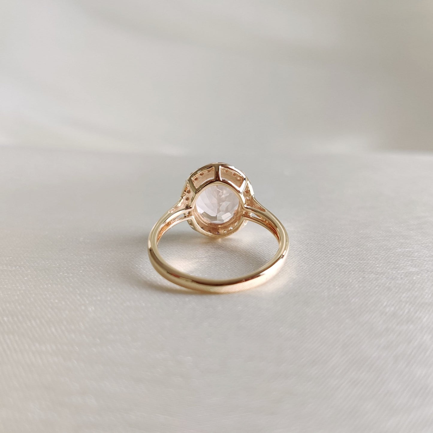 Natural Morganite & Diamond Ring, 14K Solid Yellow Gold Ring, Engagement Ring, Wedding Ring, November Birthstone, Morganite Jewelry