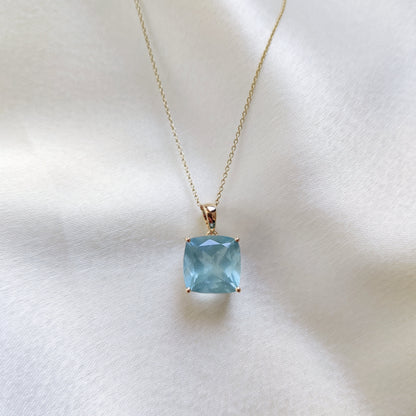 Natural Aquamarine Pendant, 14K Solid Yellow Gold Aquamarine Pendant, March Birthstone Pendant, Aquamarine Jewelry, Christmas Present