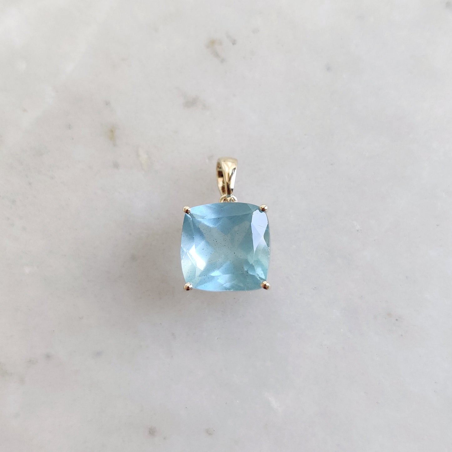 Natural Aquamarine Pendant, 14K Solid Yellow Gold Aquamarine Pendant, March Birthstone Pendant, Aquamarine Jewelry, Christmas Present