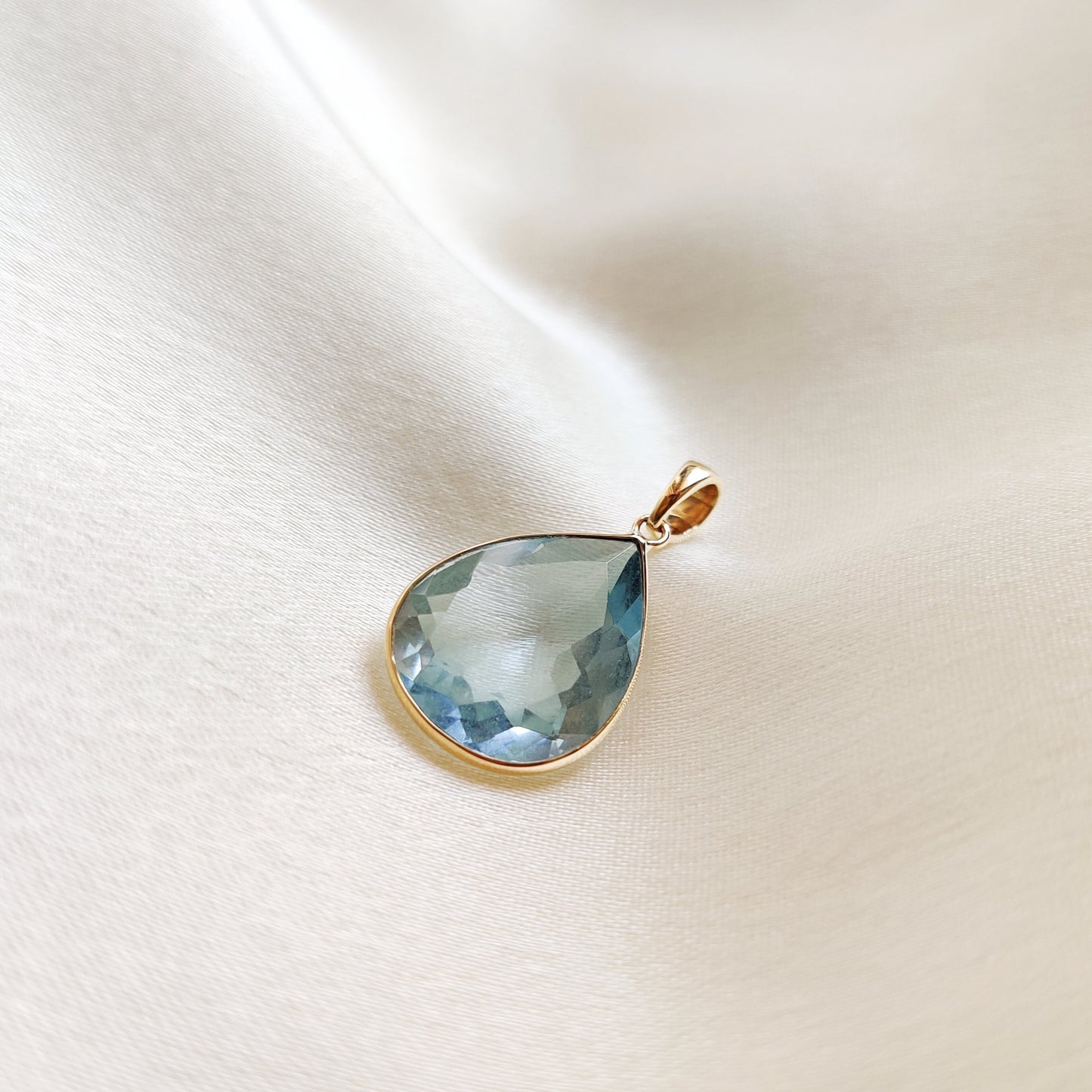 Natural Aquamarine Pendant, 14K Solid Yellow Gold Aquamarine Pendant, March Birthstone Pendant, Christmas Present, Bezel Set Minimal Pendant