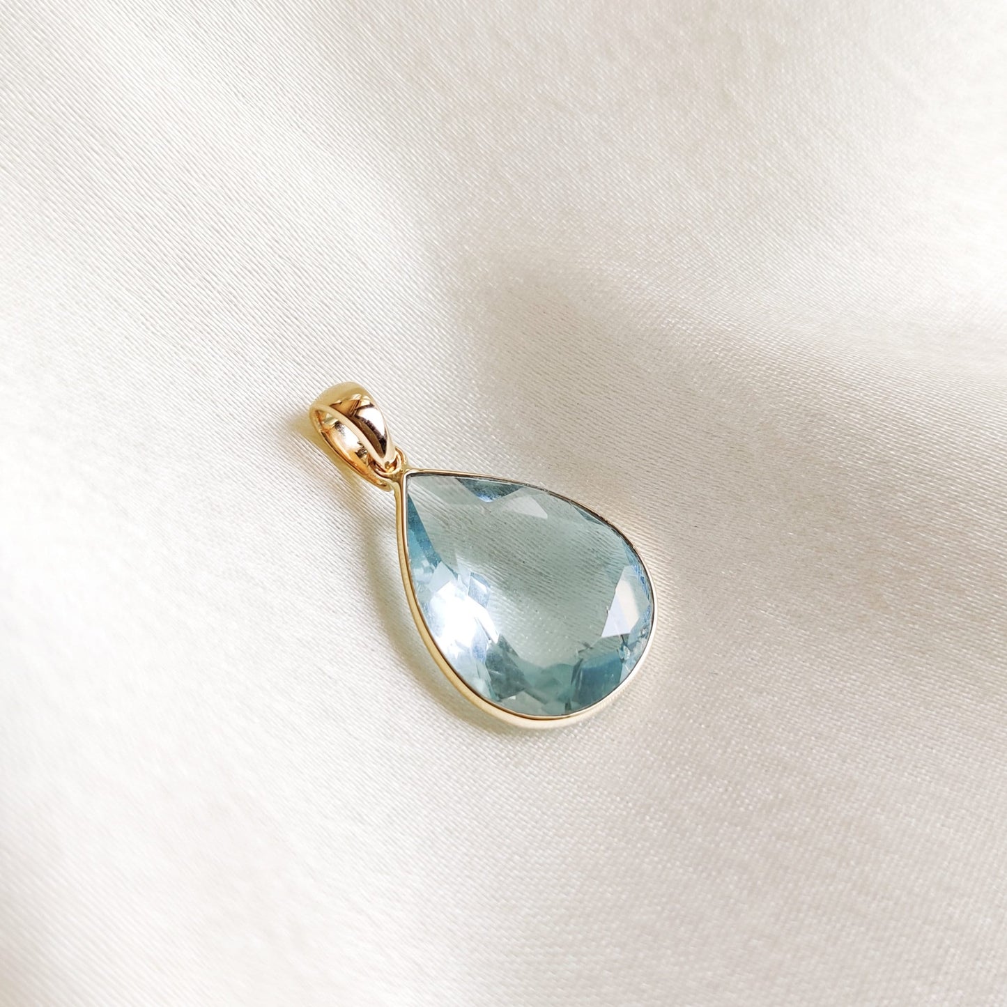 Natural Aquamarine Pendant, 14K Solid Yellow Gold Aquamarine Pendant, March Birthstone Pendant, Christmas Present, Bezel Set Minimal Pendant