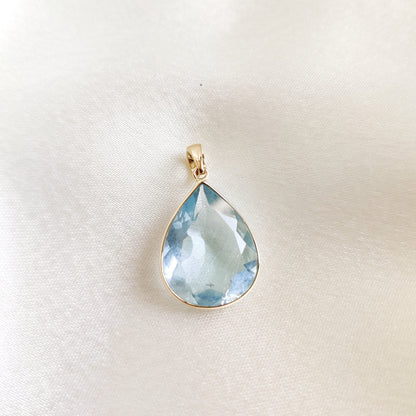 Natural Aquamarine Pendant, 14K Solid Yellow Gold Aquamarine Pendant, March Birthstone Pendant, Christmas Present, Bezel Set Minimal Pendant