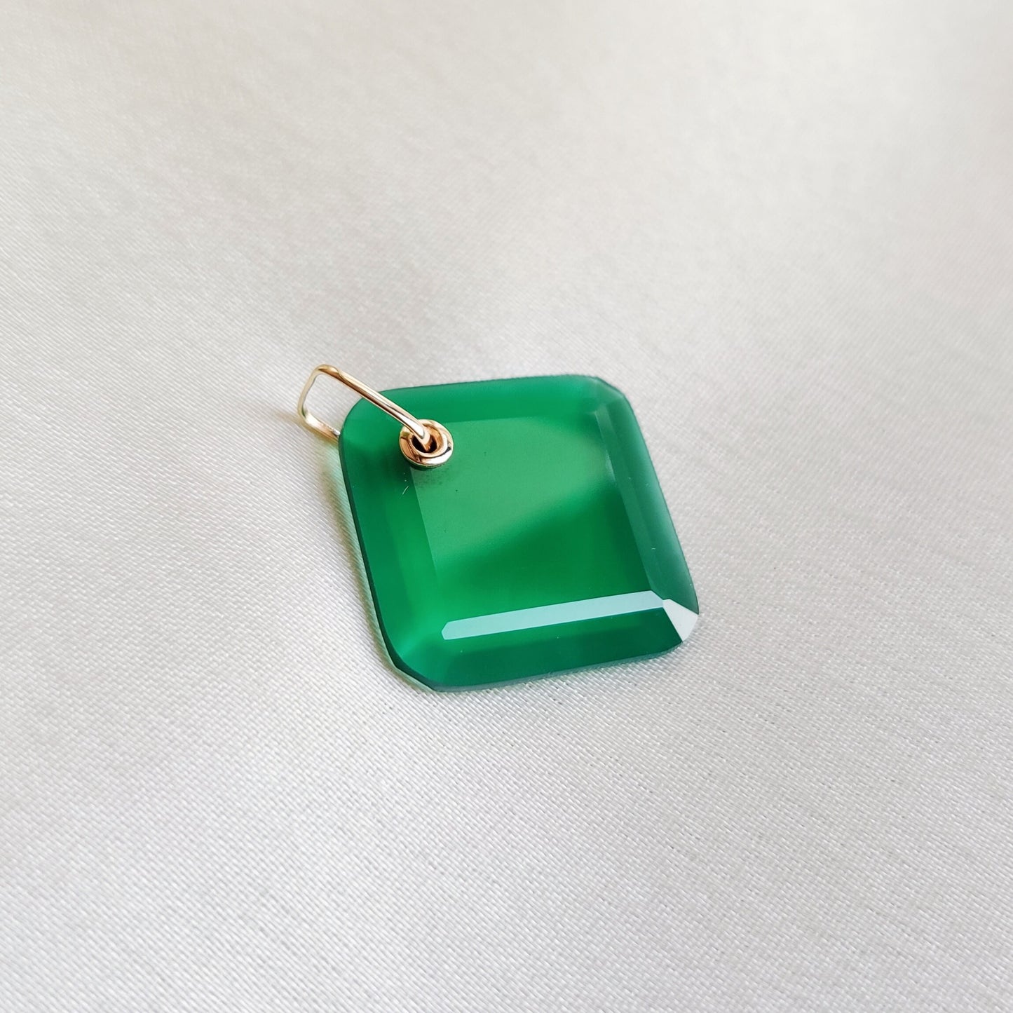 Natural Green Onyx Pendant, 14K Solid Yellow Gold Onyx Pendant, May Birthstone Pendant, Green Onyx Jewelry, Christmas Pendant