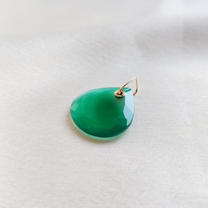 Natural Green Onyx Pendant, 14K Solid Yellow Gold Onyx Pendant, May Birthstone Pendant, Green Onyx Jewelry, Christmas Pendant