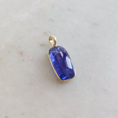 Natural Tanzanite Pendant, 14K Solid Yellow Gold Tanzanite Pendant, December Birthstone Pendant, Rectangle Bezel Pendant, Christmas Present