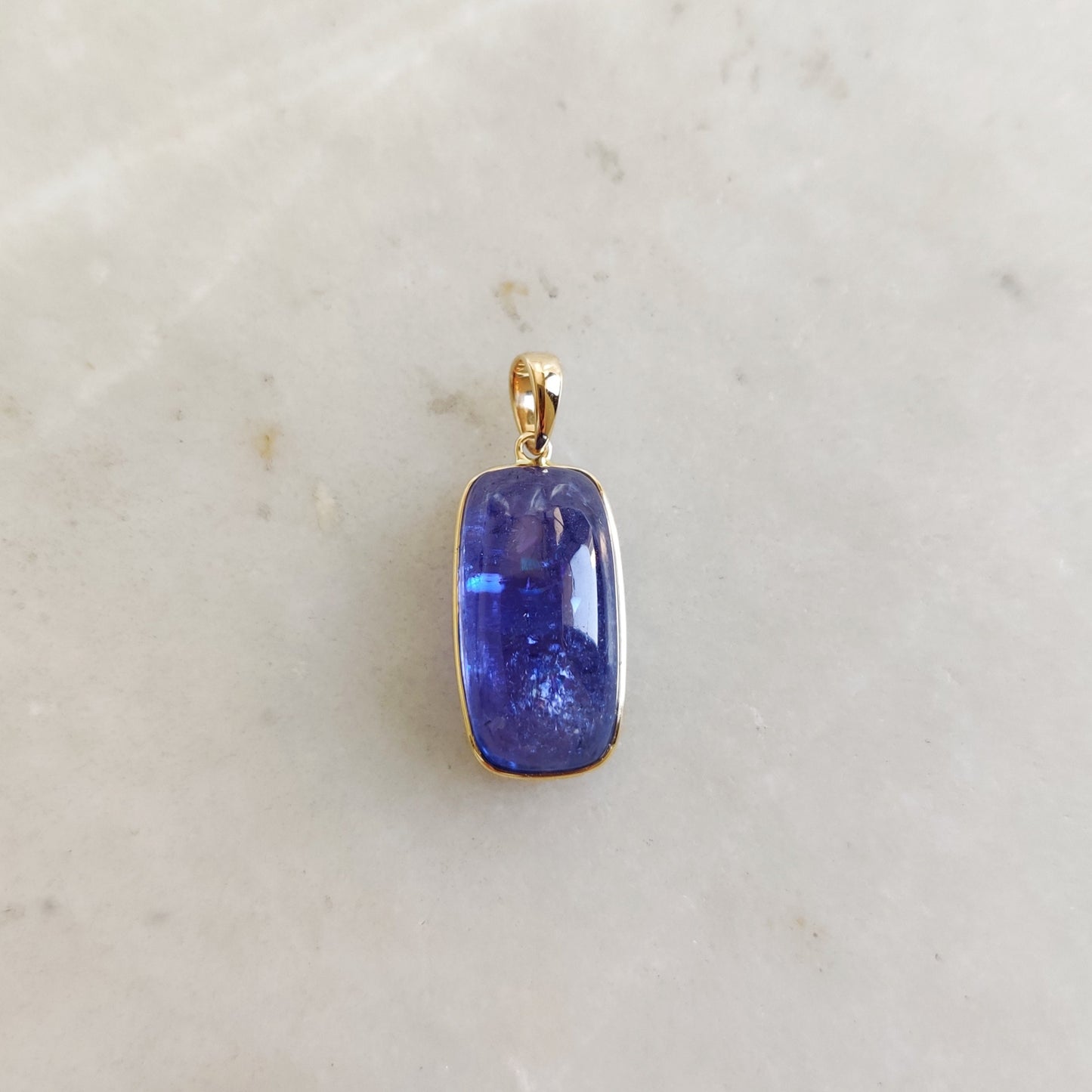 Natural Tanzanite Pendant, 14K Solid Yellow Gold Tanzanite Pendant, December Birthstone Pendant, Rectangle Bezel Pendant, Christmas Present