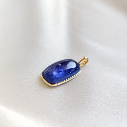 Natural Tanzanite Pendant, 14K Solid Yellow Gold Tanzanite Pendant, December Birthstone Pendant, Rectangle Bezel Pendant, Christmas Present