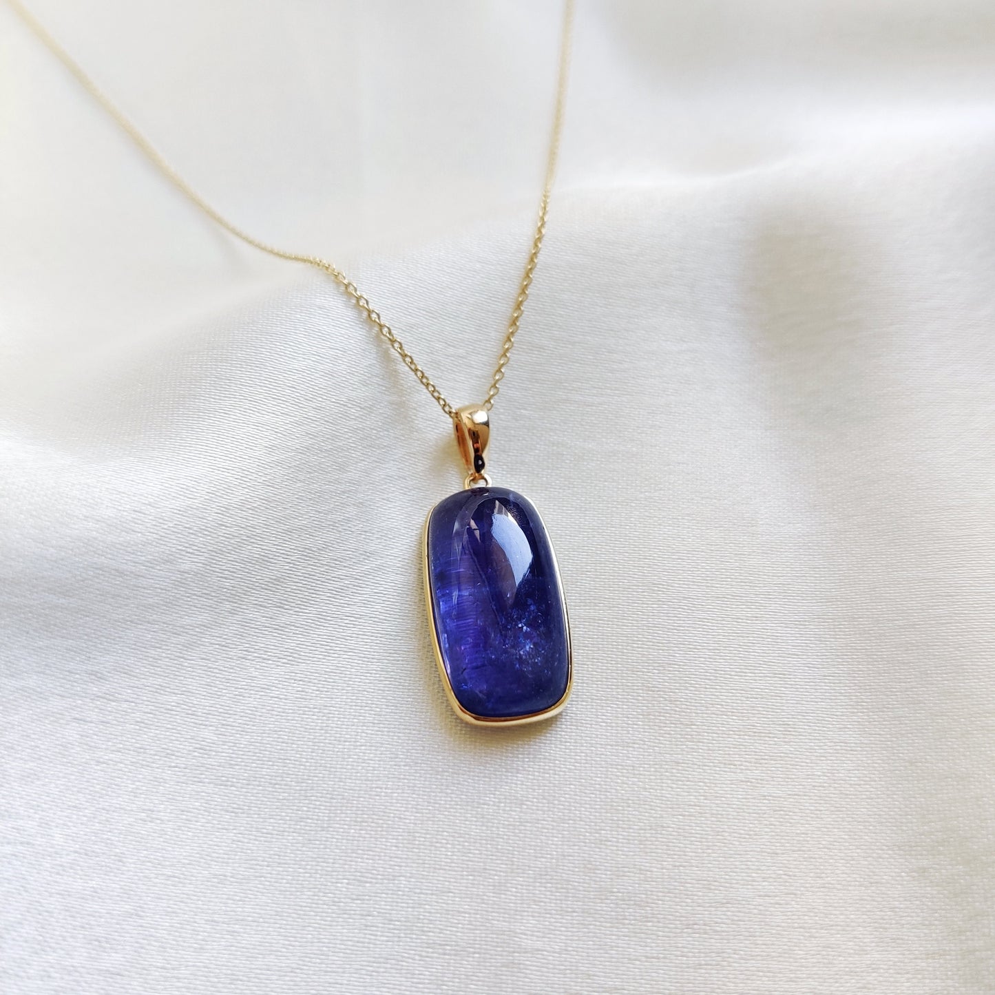 Natural Tanzanite Pendant, 14K Solid Yellow Gold Tanzanite Pendant, December Birthstone Pendant, Rectangle Bezel Pendant, Christmas Present