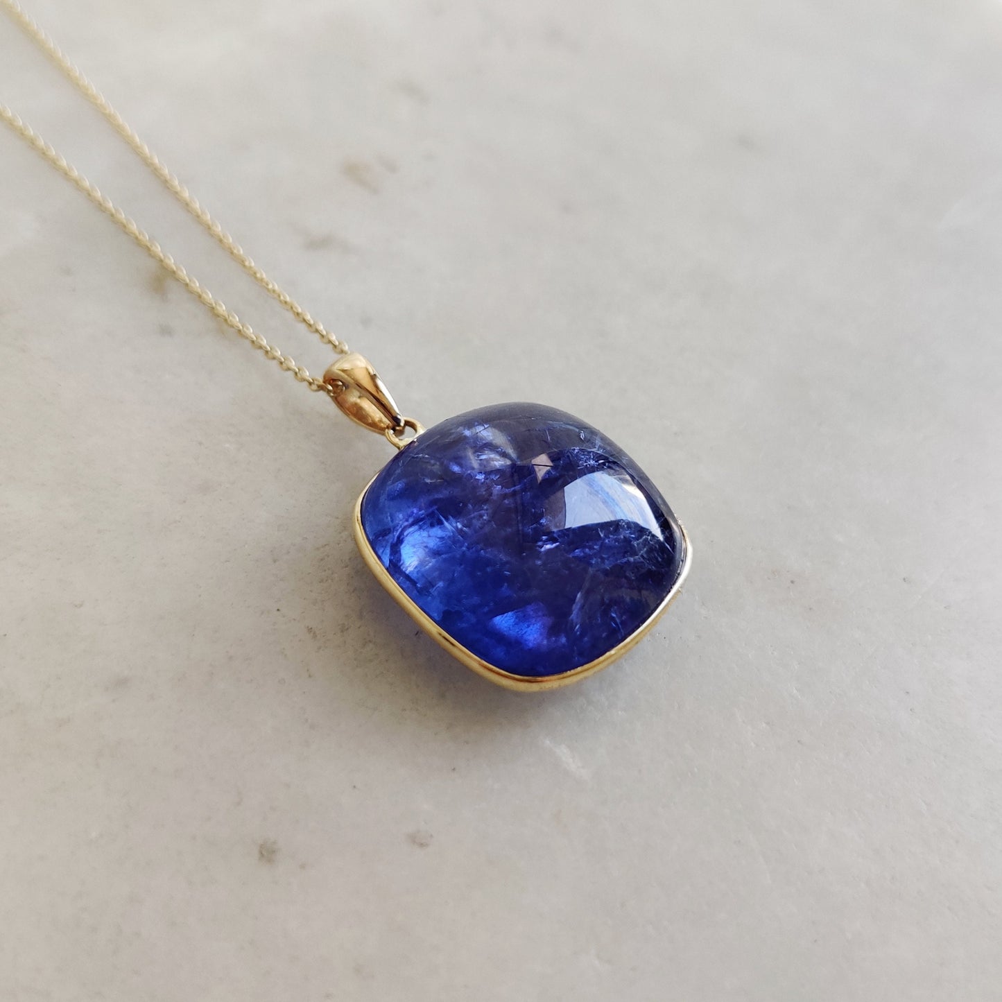 Natural Tanzanite Pendant, 14K Solid Yellow Gold Tanzanite Pendant, December Birthstone Pendant, Square Bezel Pendant, Christmas Present