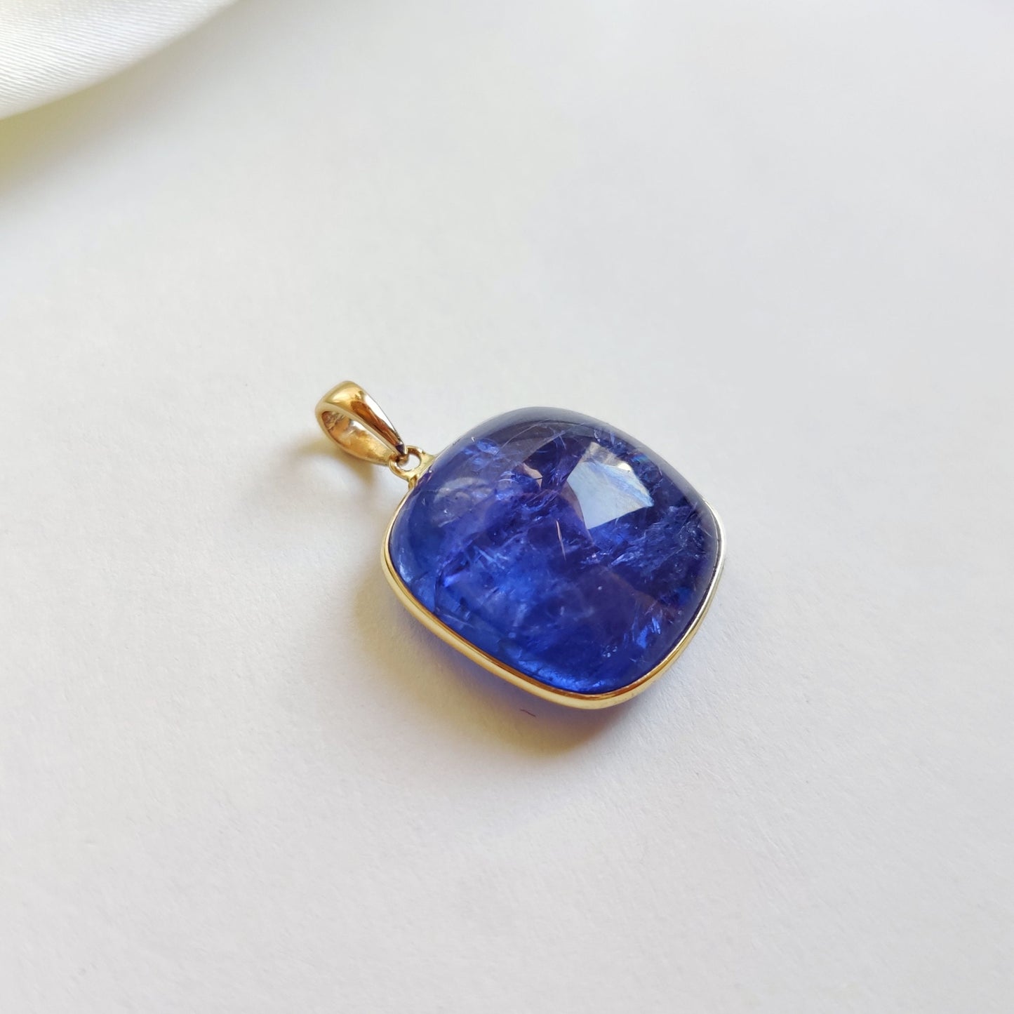 Natural Tanzanite Pendant, 14K Solid Yellow Gold Tanzanite Pendant, December Birthstone Pendant, Square Bezel Pendant, Christmas Present