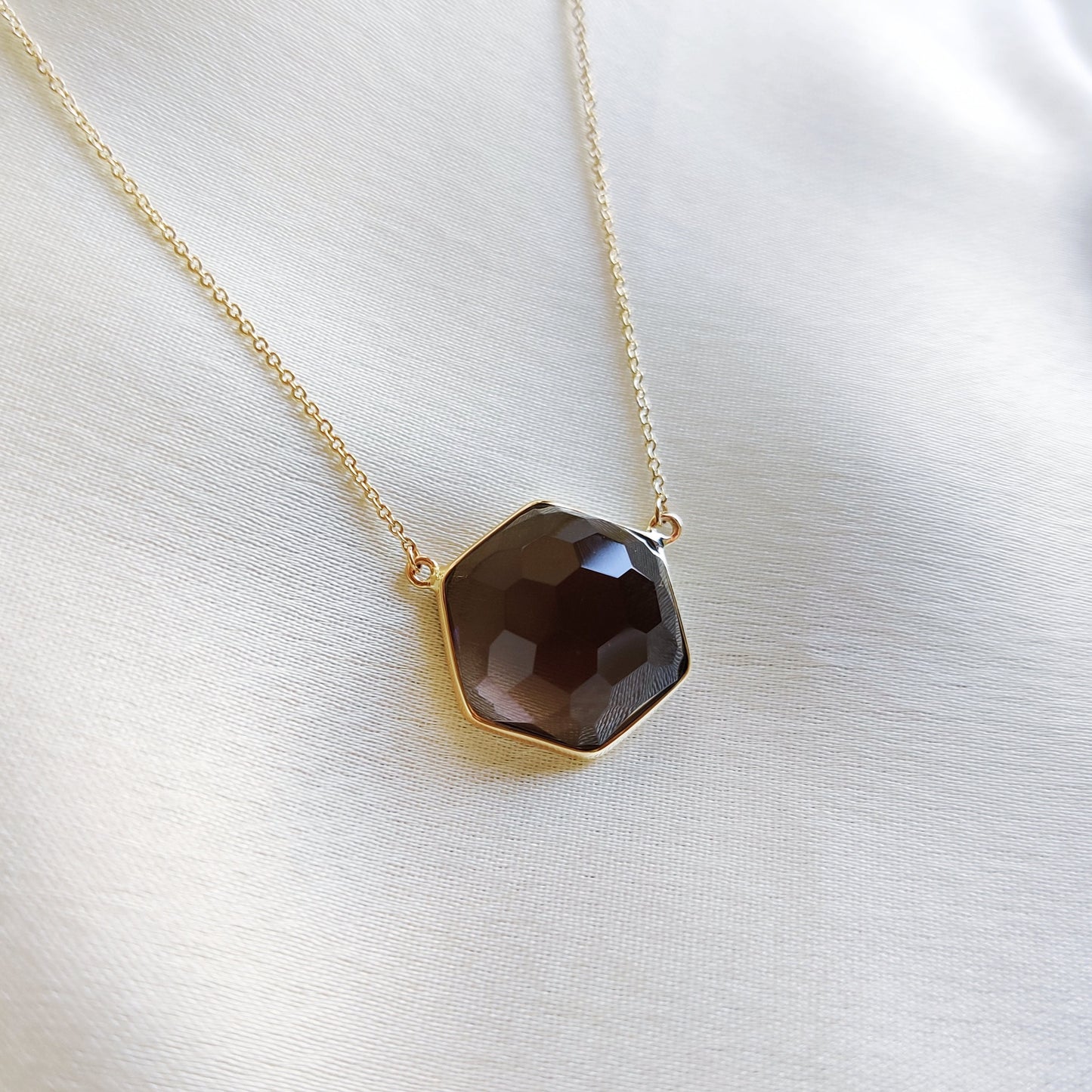 Natural Smoky Quartz Pendant, 14K Solid Gold Smoky Quartz Pendant, Solid Gold Pendant Necklace, June Birthstone, Birthday Gift, Gift For Her