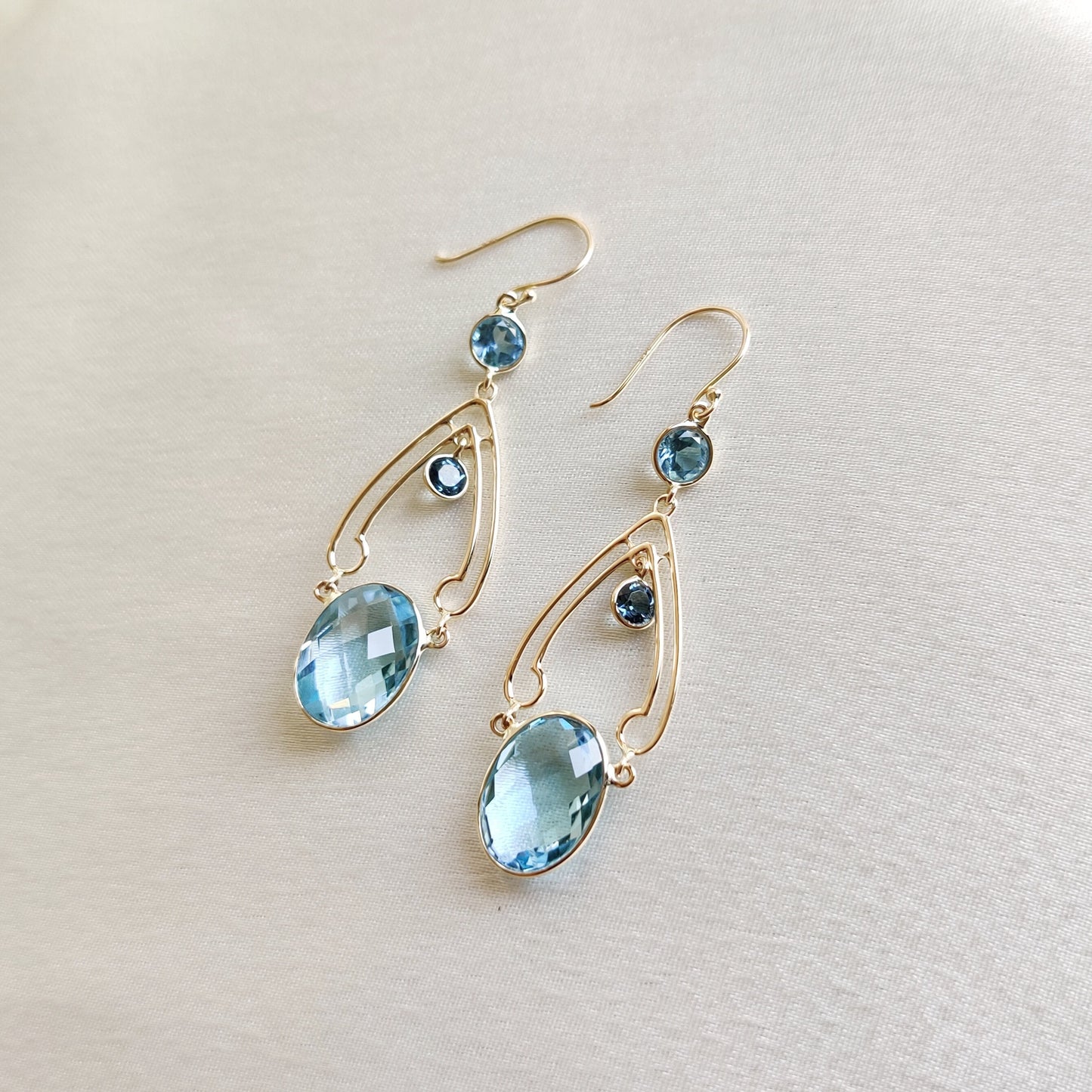 Natural Blue Topaz Earrings, 14K Solid Yellow Gold Blue Topaz Earrings, December Birthstone Earring, Anniversary Present, Blue Topaz Jewelry