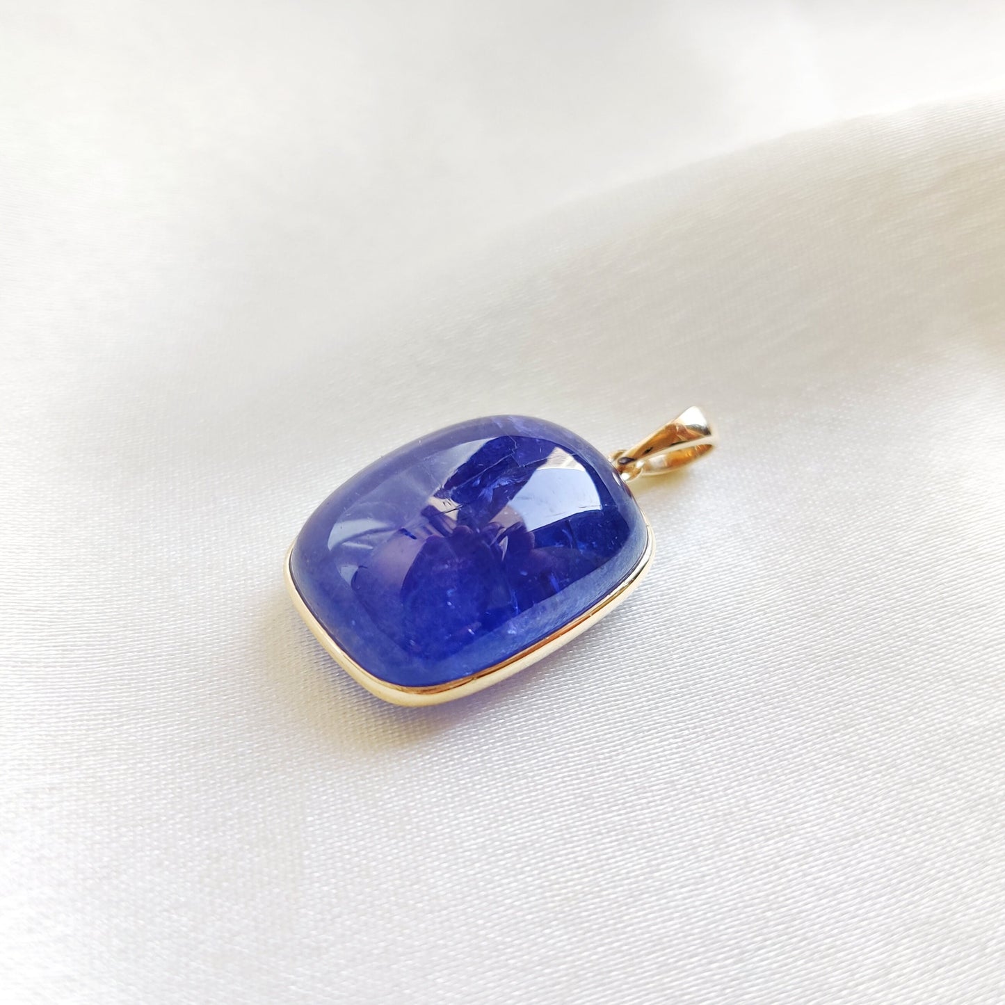 Natural Tanzanite Pendant, 14K Solid Yellow Gold Tanzanite Pendant, December Birthstone, Rectangle Bezel Pendant, Christmas Present