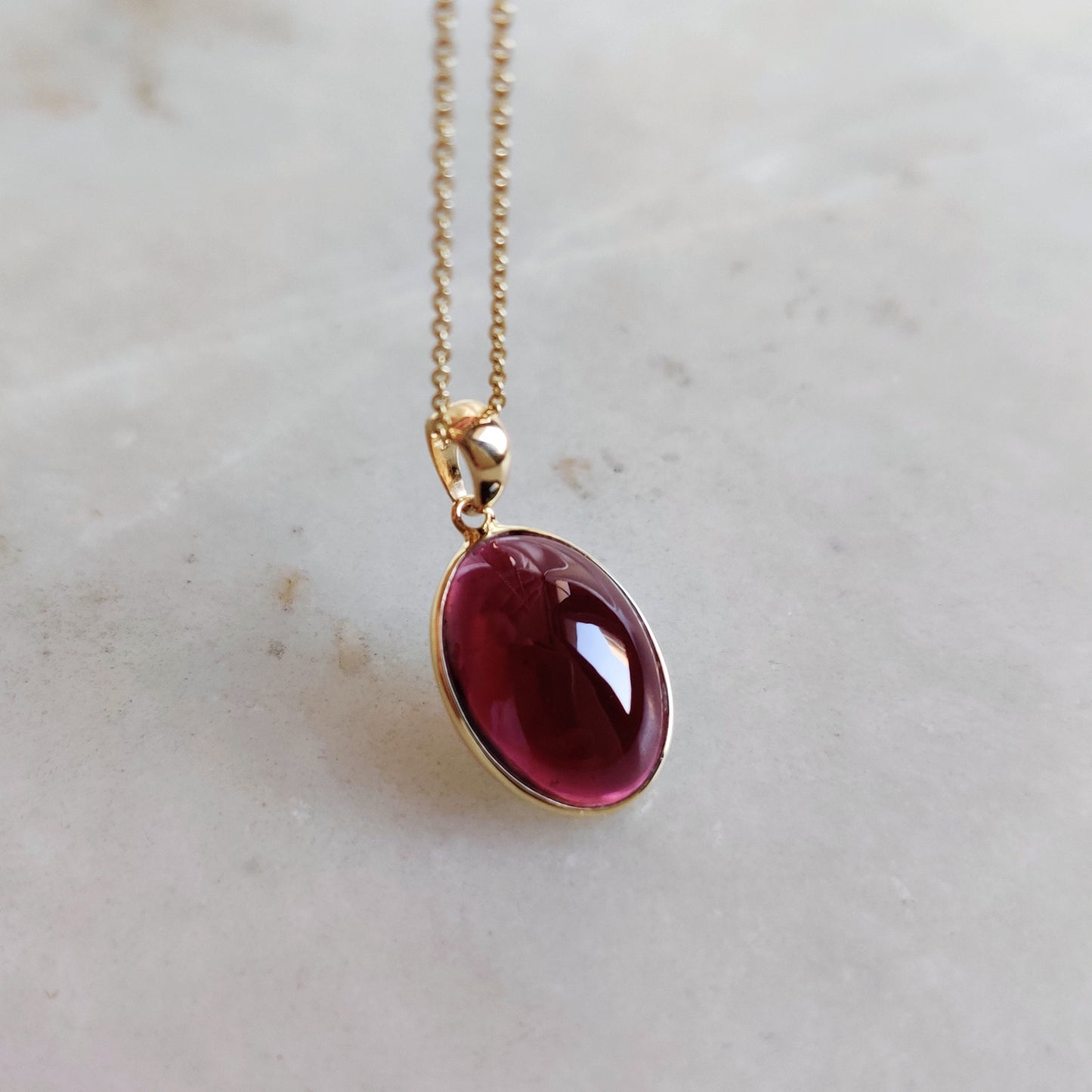 Natural Garnet Pendant, 14K Solid Yellow Gold Garnet Pendant, January Birthstone Pendant, Bezel Pendant, Christmas Present, Garnet Jewelry