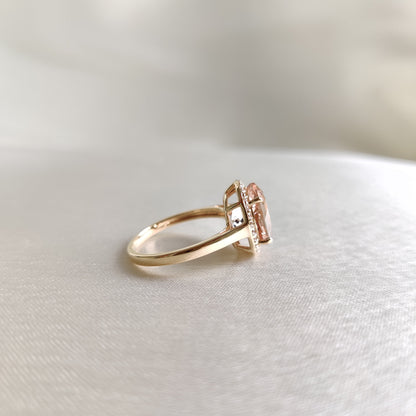 Natural Morganite & Diamond Ring, 14K Solid Yellow Gold Ring, Engagement Ring, Wedding Ring, November Birthstone, Morganite Jewelry