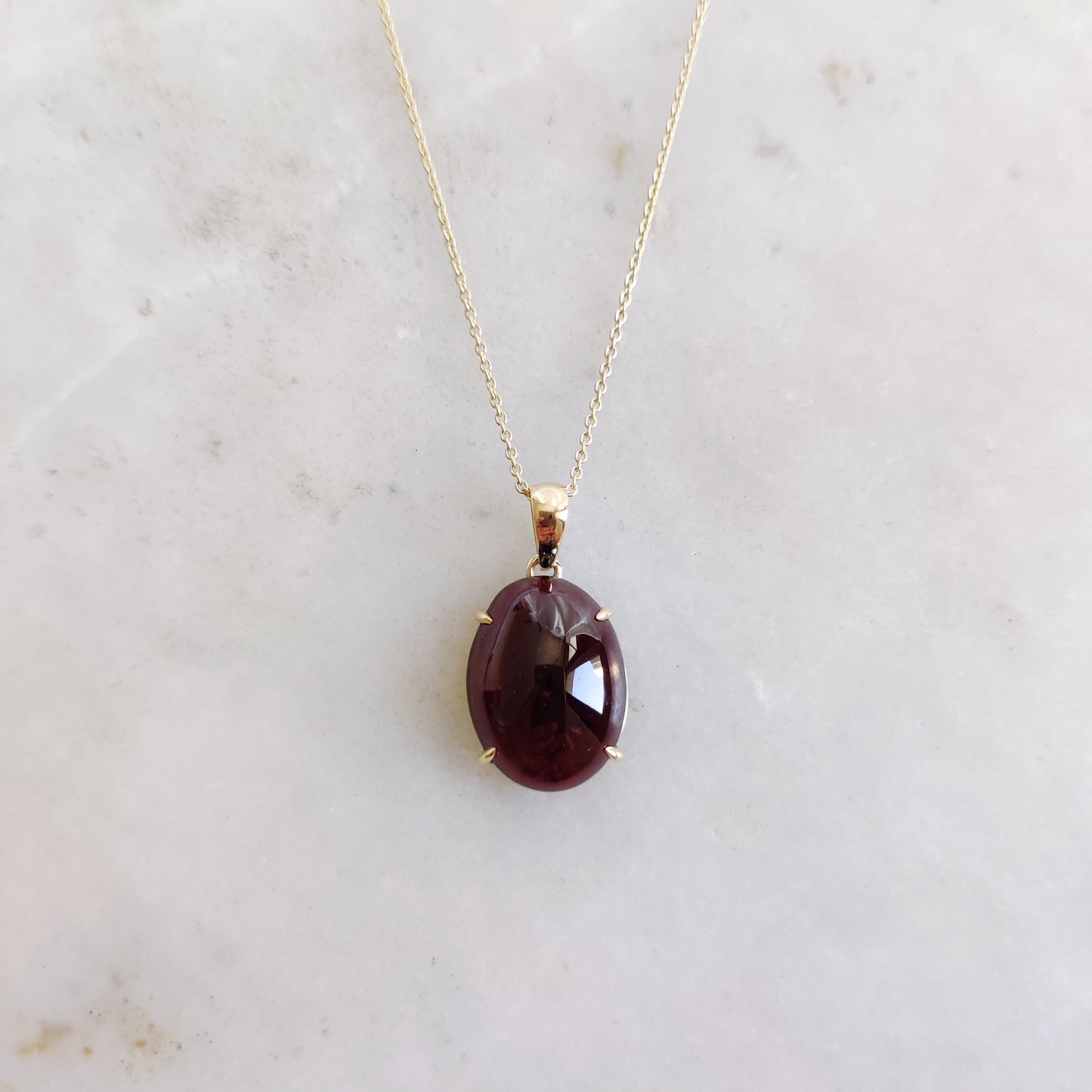 Natural Garnet Pendant, 14K Solid Yellow Gold Prong Pendant, January Birthstone Pendant, Oval Garnet Pendant, Garnet Jewelry, Christmas Gift