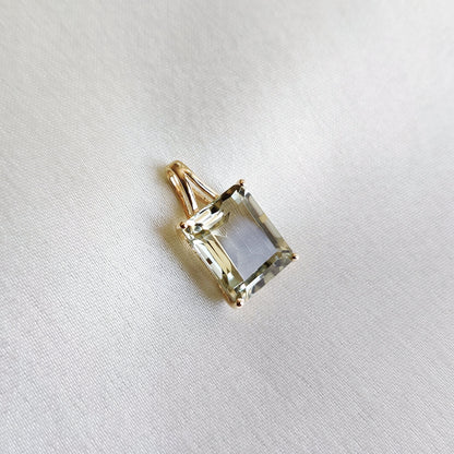 Natural Green Amethyst Pendant, 14K Solid Yellow Gold Amethyst Pendant, Gold Octagon Pendant, February Birthstone Pendant, Christmas Present