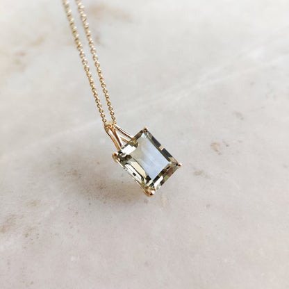 Natural Green Amethyst Pendant, 14K Solid Yellow Gold Amethyst Pendant, Gold Octagon Pendant, February Birthstone Pendant, Christmas Present