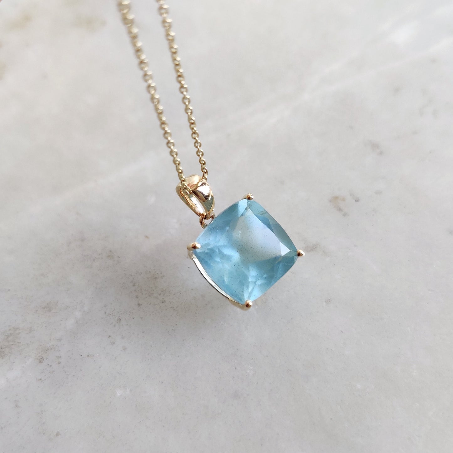 Natural Aquamarine Pendant, 14K Solid Yellow Gold Aquamarine Pendant, March Birthstone Pendant, Aquamarine Jewelry, Christmas Present