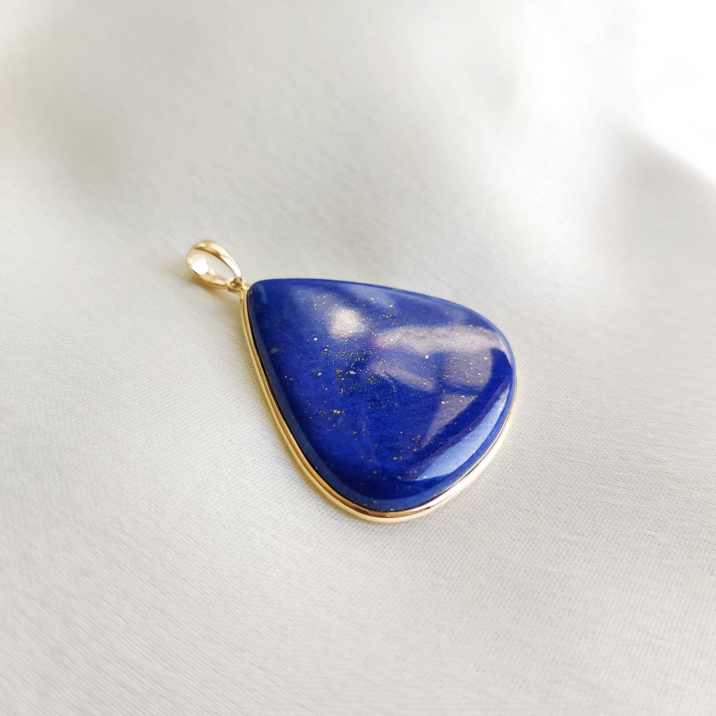 Natural Lapis Lazuli Pendant, 14K Yellow Gold Lapis Lazuli Pendant, Solid Gold Lapis Bezel Pendant, September Birthstone, Christmas Gift