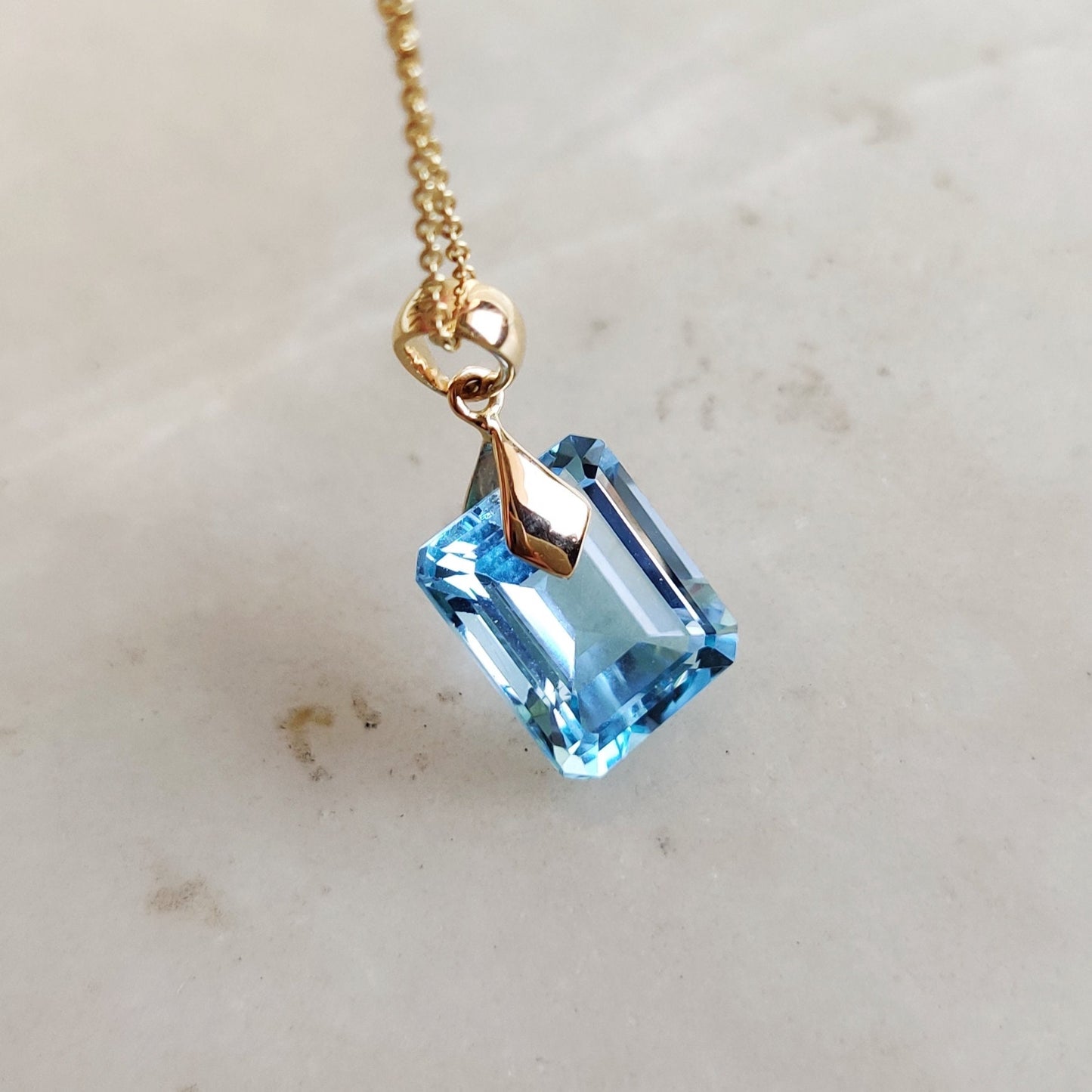 Natural Sky Blue Topaz Pendant, 14K Solid Yellow Gold Blue Topaz Pendant, December Birthstone Pendant, Blue Topaz Jewelry, Christmas Present