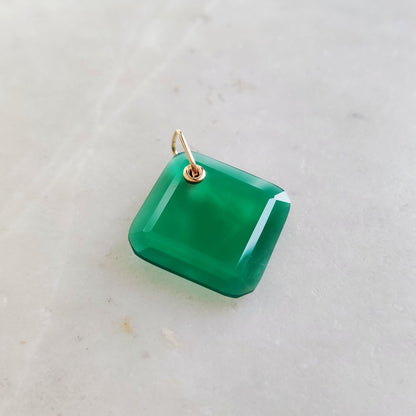 Natural Green Onyx Pendant, 14K Solid Yellow Gold Onyx Pendant, May Birthstone Pendant, Green Onyx Jewelry, Christmas Pendant