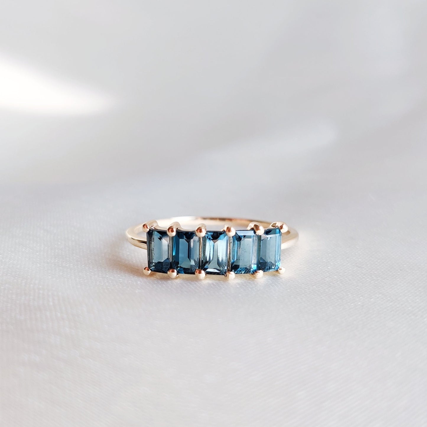 Natural London Blue Topaz Ring, 14K Solid Yellow Gold Topaz Ring, London Blue Topaz Jewelry, December Birthstone, Dainty Blue Topaz Ring