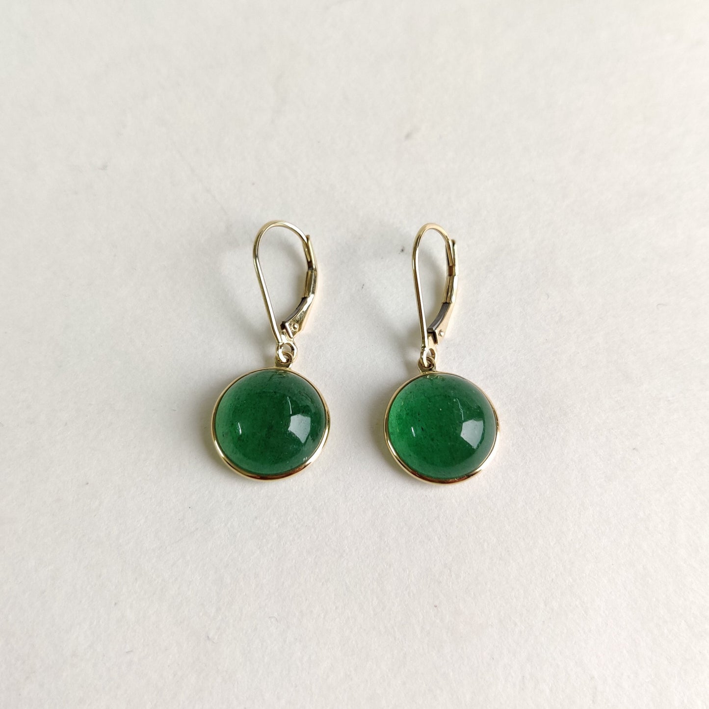 Natural Green Aventurine Earrings, 14K Solid Yellow Gold Earrings, May Birthstone, Aventurine Drop Earrings, Christmas Present