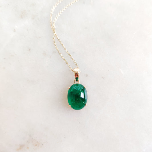 Natural Emerald Pendant, 14K Solid Yellow Gold Emerald Pendant, May Birthstone Pendant, Oval Zambian Emerald Pendant, Christmas Present