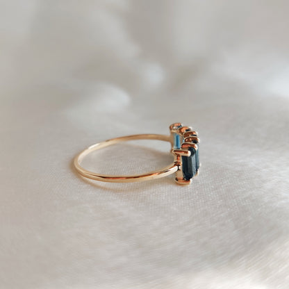 Natural London Blue Topaz Ring, 14K Solid Yellow Gold Topaz Ring, London Blue Topaz Jewelry, December Birthstone, Dainty Blue Topaz Ring